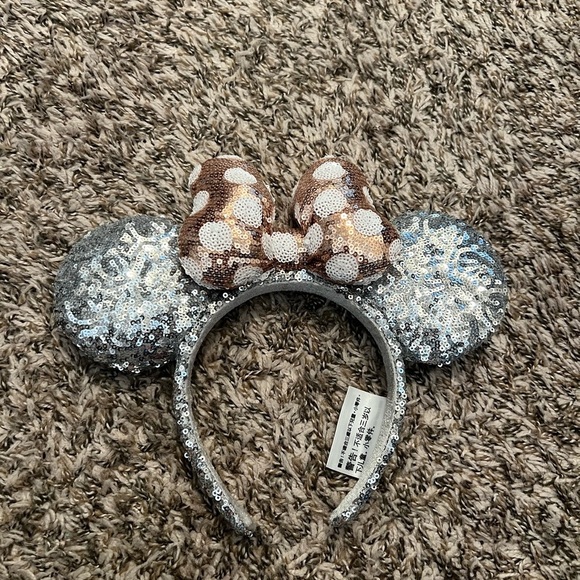 Disney Accessories - Disney Silver and Brown Sequin Mouse Ears Headband